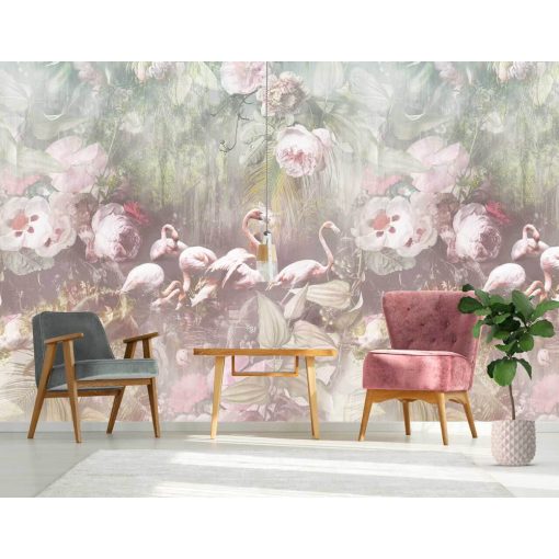 Flamingo found light Virág mintás poszter tapéta