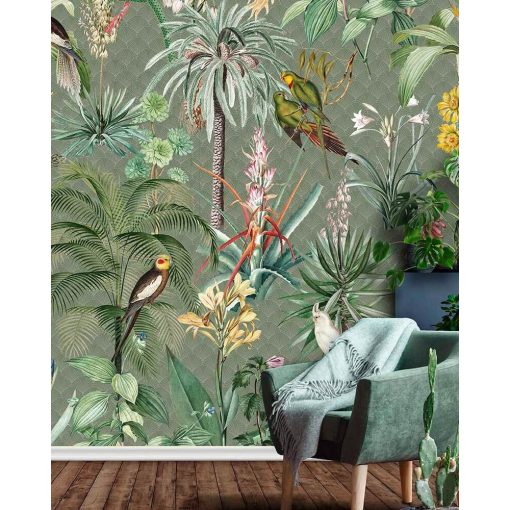 Tropical winter Zöld virág mintás poszter tapéta