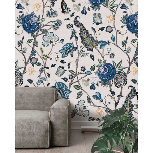 Pomegranate blue Kék virág mintás poszter tapéta