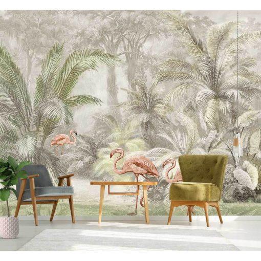 Pondicherry pastel Tópusi növény és állatmintás poszter tapéta