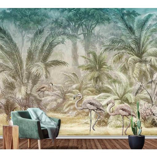 Pondicherry evening Tópusi növény és állatmintás poszter tapéta