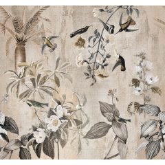   Amazonia sand Bézs szövethatású virág mintás poszter tapéta 
