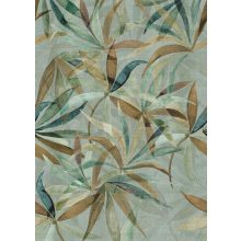 Flowing leaves Barna-zöld levélmintás poszter tapéta