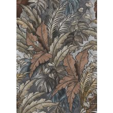 Dreaming of jungles grey Egzotikus zöld levélmintás poszter tapéta