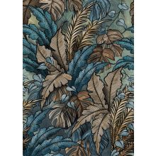Dreaming of jungles blue Egzozikus kék levélmintás poszter tapéta