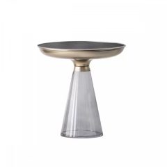 Üveg talpú keskeny kisasztal , lerakó asztal,  dohányzó asztal, gödöllő bútor, luxus asztal