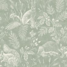 Woodland Toile állatos tapéta, erdő mintás tapéta, tapéta gyerekszobába