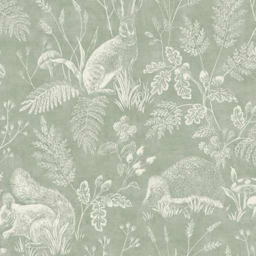 Woodland Toile állatos tapéta, erdő mintás tapéta, tapéta gyerekszobába