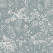 Woodland Toile állatos tapéta, erdő mintás tapéta, tapéta gyerekszobába