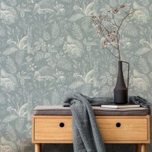 Woodland Toile állatos tapéta, erdő mintás tapéta, tapéta gyerekszobába