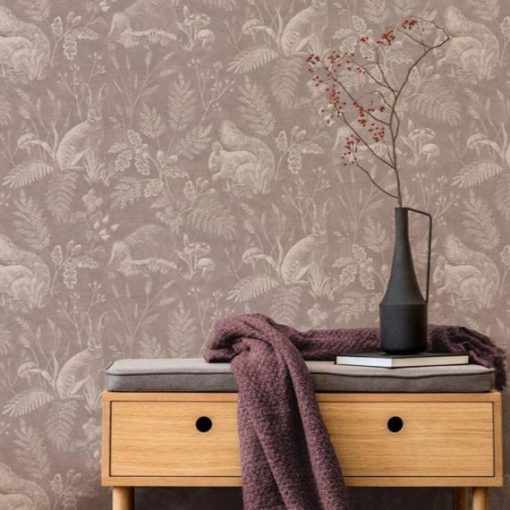 Woodland Toile állatos tapéta, erdő mintás tapéta, tapéta gyerekszobába