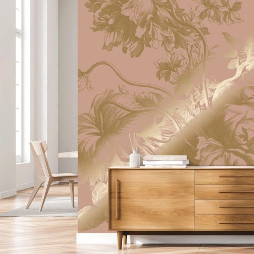 Tapéta gyönyörű arany virágokkal