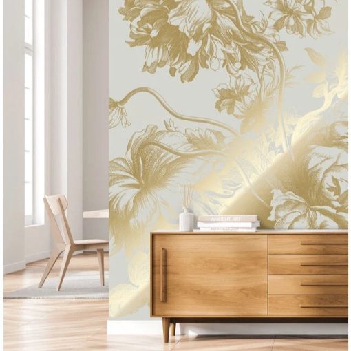 Tapéta gyönyörű arany virágokkal