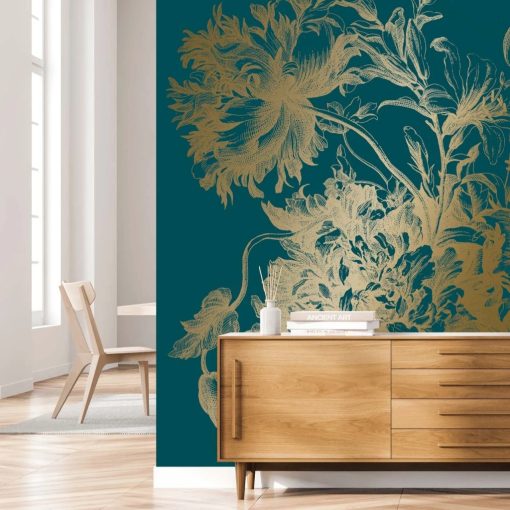 Tapéta hatalmas arany virágokkal