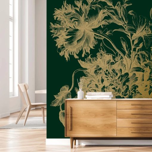 Tapéta hatalmas arany virágokkal