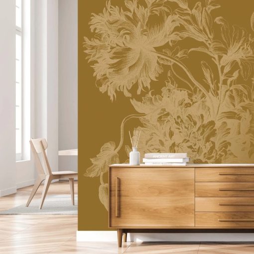 Tapéta hatalmas arany virágokkal
