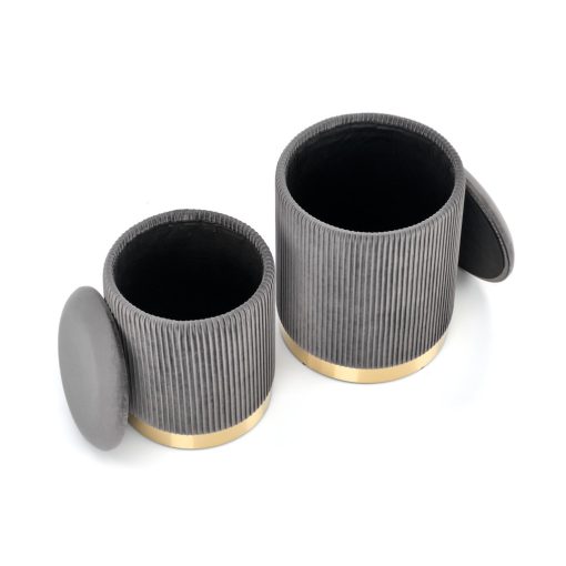 Szürke puff szett belső tárolóval