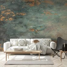 Nenuphar   Türkiz színű tapéta, Arany tapéta