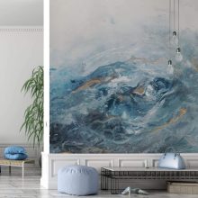 Nereida   Hullám mintás tapéta, Kék tapéta, Arany tapéta