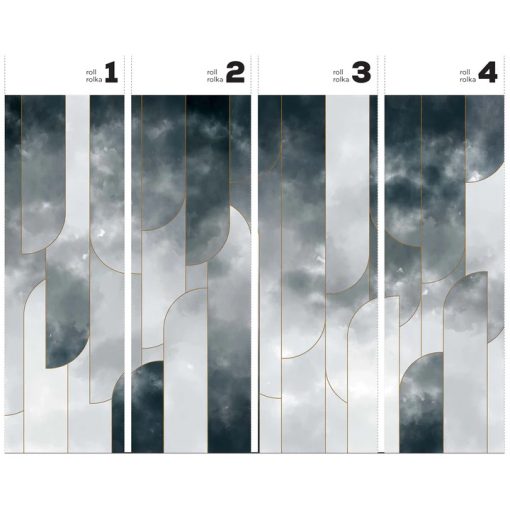 Ombre Crossing  Geometriai mintás tapéta, Arany tapéta, Kék tapéta, Márvány mintás tapéta