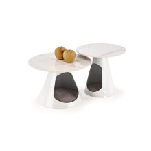 Kerek lerakóasztal, asztal tárolóval, fehér lerakóasztal, márvány mintás lerakóasztal