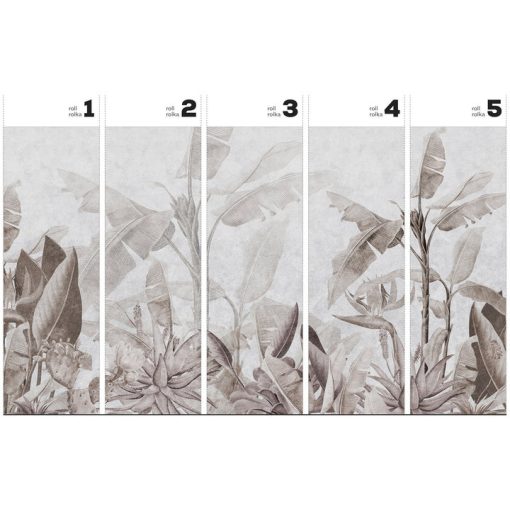 Rainforest Beige  Pálmafás tapéta, Trópusi mintás tapéta, Szürke tapéta