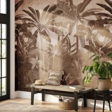 Robinson Rust  Pálmafás tapéta, Trópusi mintás tapéta, Barna tapéta