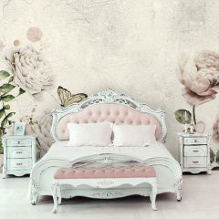 Rose Dream white  Virág mintás tapéta, Pillangós tapéta