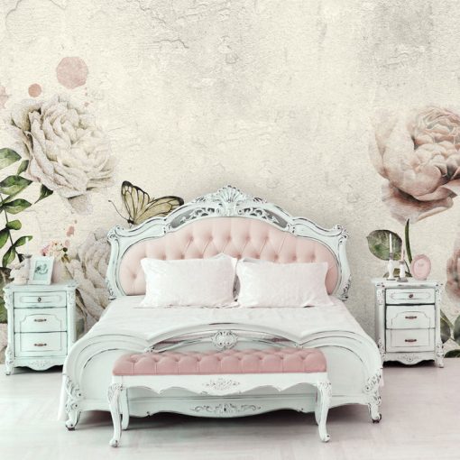 Rose Dream white  Virág mintás tapéta, Pillangós tapéta