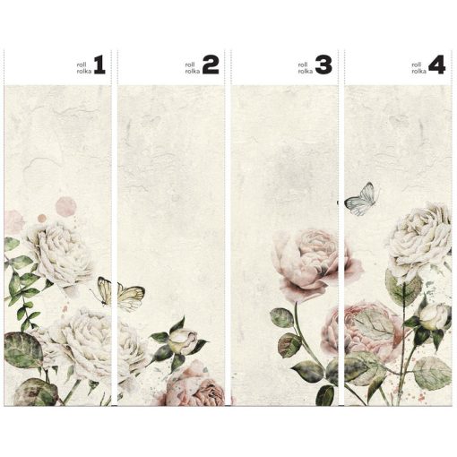 Rose Dream white  Virág mintás tapéta, Pillangós tapéta