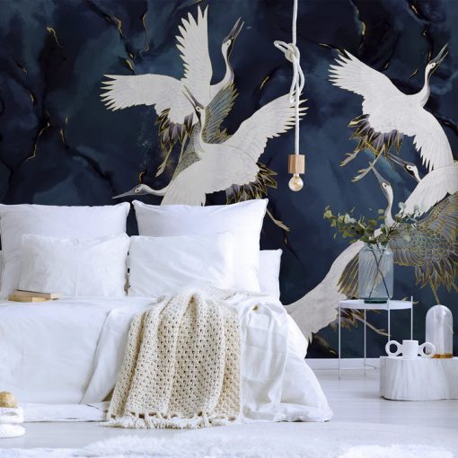Royal Tsuru   Daru mintás tapéta, Kék színű tapéta