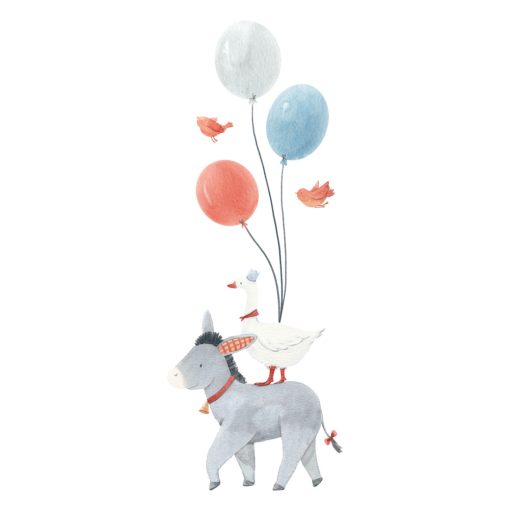 Gentle friends - donkey and balloons