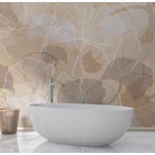 Ginkgo- Tapéta óriási levelekkel pasztell színekben