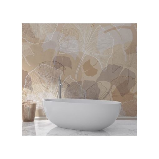 Ginkgo- Tapéta óriási levelekkel pasztell színekben