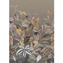 Jonna ochre Levélmintás papagájos poszter tapéta