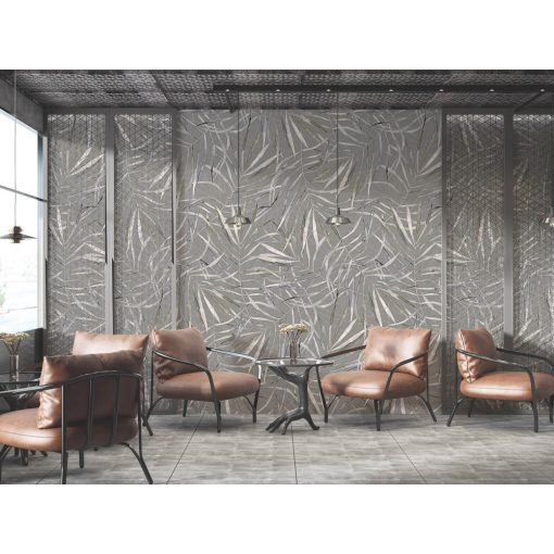 Rokas natural Szürke levélmintás poszter tapéta