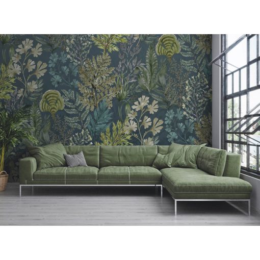 Hannah petrol Levélmintás óriás poszter tapéta