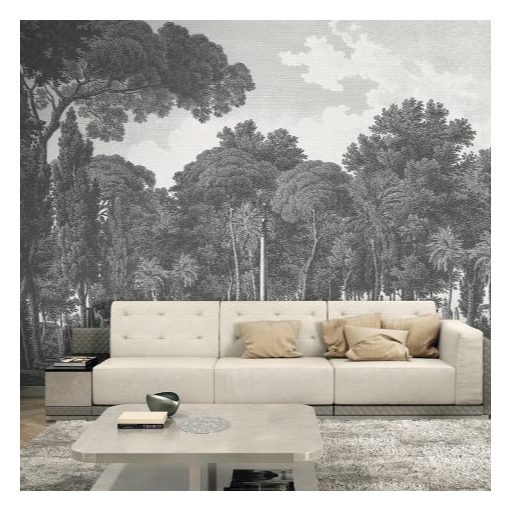 Alameda Tájkép mintás tapéta, Szürke tapéta, Fekete fehér tapéta