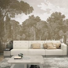 Alameda Tájkép mintás tapéta, Szürke tapéta, Fekete fehér tapéta