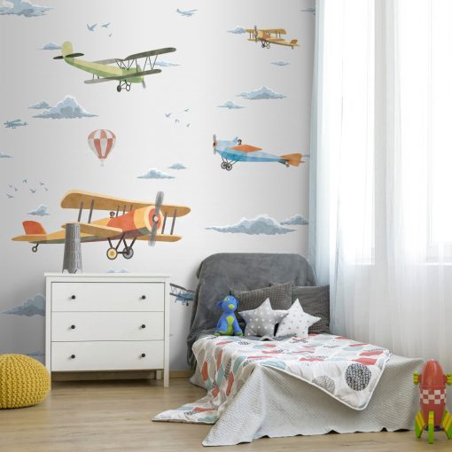 Biplane  Repülőgépes tapéta, Tapéta gyerekszobába