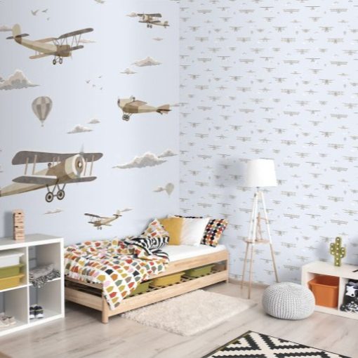 Biplane  Repülőgépes tapéta, Tapéta gyerekszobába