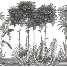 Monochrome    Fekete-fehér dzsungel mintás tapéta