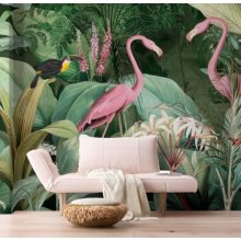 Flamingo in love-Trópusi mintás, flamingós tapéta