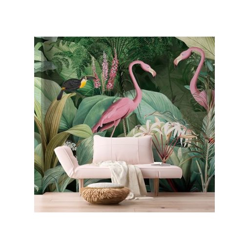Flamingo in love-Trópusi mintás, flamingós tapéta