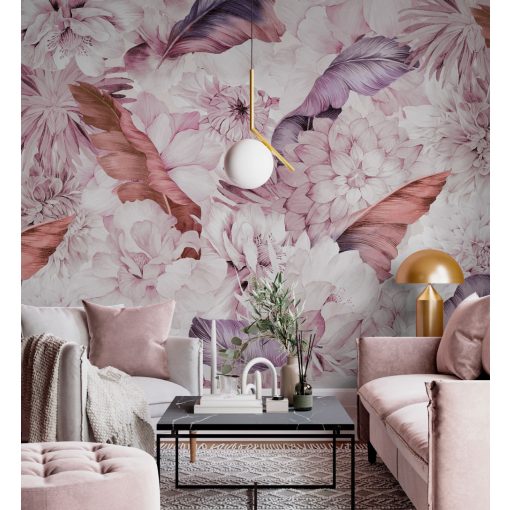 Faba    Trópusi mintás tapéta kék és rózsaszín színekben