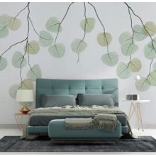 Skeleton leaf      Zöld, kék levél mintás tapéta