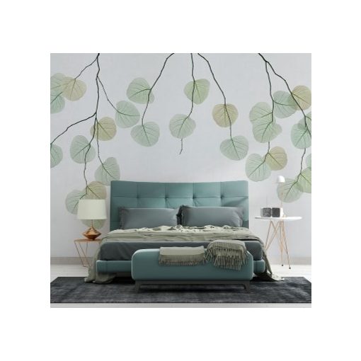 Skeleton leaf      Zöld, kék levél mintás tapéta