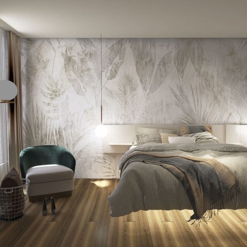 Nueva    Trópusi mintás tapéta szürke színben