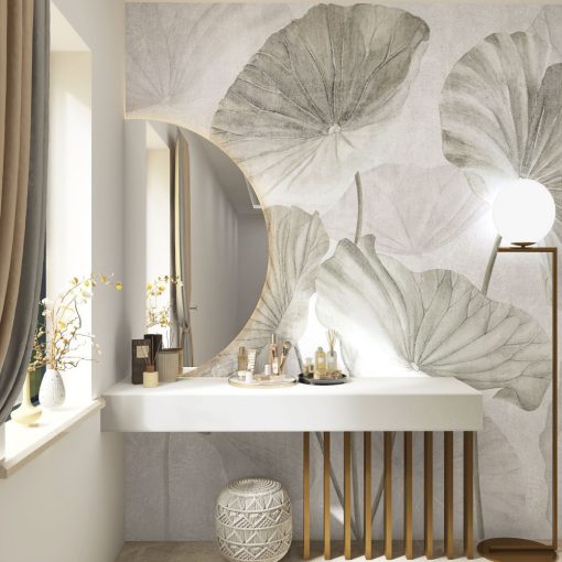 Nelumbo     Tapéta hatalmas levelekkel a fürdőszobába