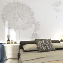 Snow-white     Fehér növény mintás tapéta